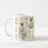 Cat drinkt 's middags thee in Londen Engeland Koffiemok (Links)