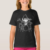 Cat Drummer die Drums Girl speelt T-shirt (Voorkant)
