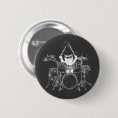 Cat Drummer die Drums Round speelt Ronde Button 5,7 Cm (Voorkant /achterkant)