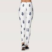 Cat Drummer Marching Band Navy Blue Gold Pattern Leggings (Achterkant)