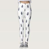 Cat Drummer Marching Band Navy Blue Gold Pattern Leggings (Voorkant)