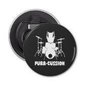 Cat Drummer Spint Cussion Funny Button Flesopener (Voorkant)