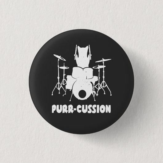 Cat Drummer Spint Cussion Funny Ronde Button 3,2 Cm (Voorkant)