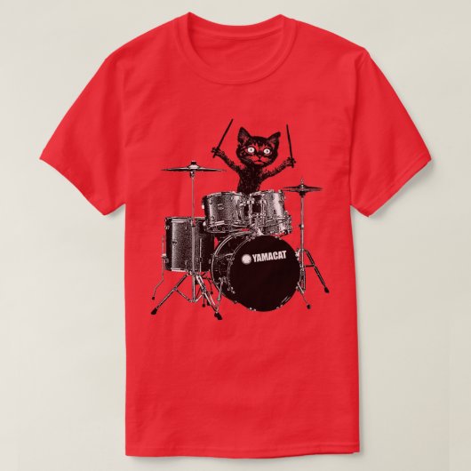 Cat Drummer T-shirt (Design voorkant)