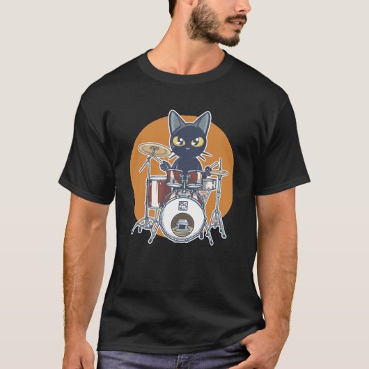 Cat Drummer T-shirt (Voorkant)