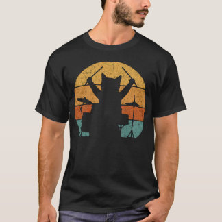 Cat Drumming Drums Drummer Kitten Playing Music T-shirt