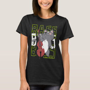 Cat Dubbele Bass Speler Jazz Muzikant Contrabass T-shirt