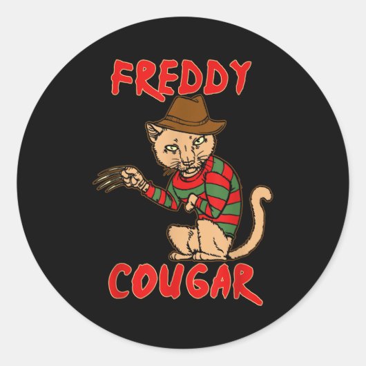 Cat _ Dy Cougar -funny Halloween For Men Women Kid Ronde Sticker (Voorkant)