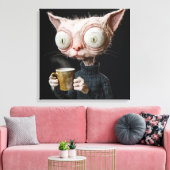 Cat-Eared figuur met een Mok Canvas Afdruk (Insitu (Woonkamer))