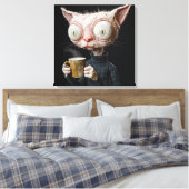 Cat-Eared figuur met een Mok Canvas Afdruk (Insitu (Slaapkamer))