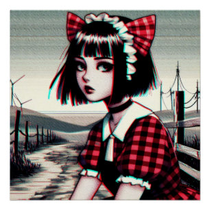 Cat-Eared Girl beroemd gemaakt door Tartan Perfect Poster