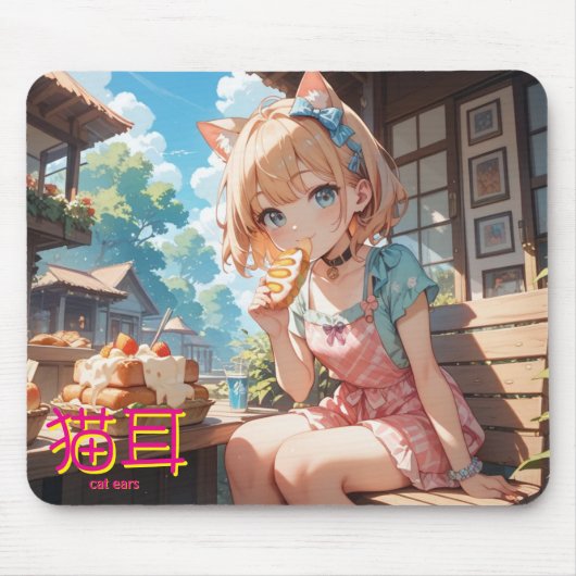 cat ears girl muismat (Voorkant)