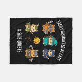 Cat Easily Distracted By Cat &amp; Side Quests Rpg Fleece Deken (Voorkant (Horizontaal))