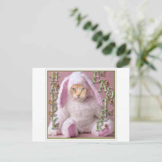 Cat Easter Bunny Claude Feestdagenkaart (Staand voorkant)