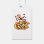 Cat Eating A Pizza Cadeaulabel (Voorkant)