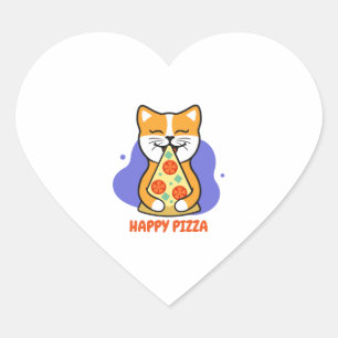Cat Eating A Pizza Hart Sticker