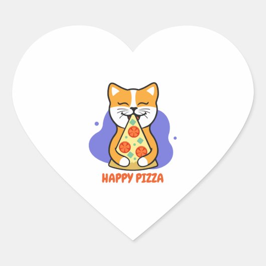 Cat Eating A Pizza Hart Sticker (Voorkant)