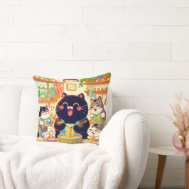 Cat eating Noodles soup and friends Kussen