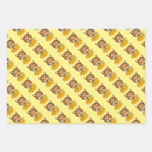 Cat Eating Pizza 3 Colour Pack Inpakpapier Vel (Voorkant 2)