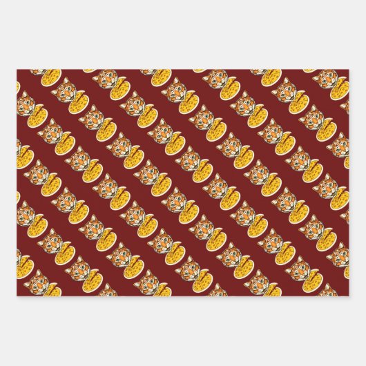 Cat Eating Pizza 3 Colour Pack Inpakpapier Vel (Voorkant)