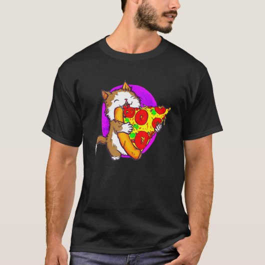 Cat Eating Pizza Cat And Pizza  1 T-shirt (Voorkant)
