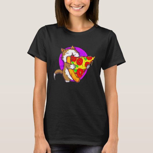 Cat Eating Pizza Cat And Pizza 1 T-shirt (Voorkant)