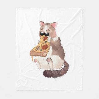 Cat Eating Pizza Fleece Deken