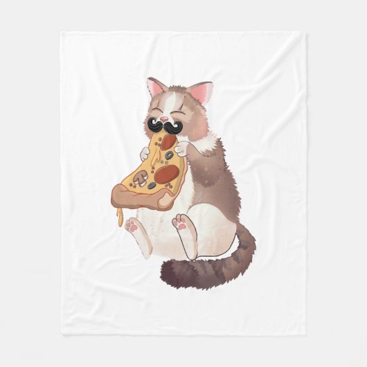 Cat Eating Pizza Fleece Deken (Voorkant)