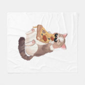 Cat Eating Pizza Fleece Deken (Voorkant (Horizontaal))