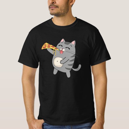 Cat Eating Pizza Funny Cat Pizza Gift T-shirt (Voorkant)