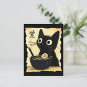 Cat eating ramen briefkaart (Staand voorkant)