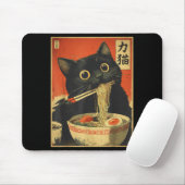 Cat Eating Ramen Funny Japanese Kawaii Cat Anime L Muismat (Met muis)