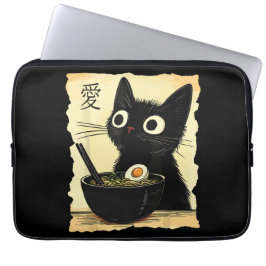 Cat eating ramen laptop sleeve