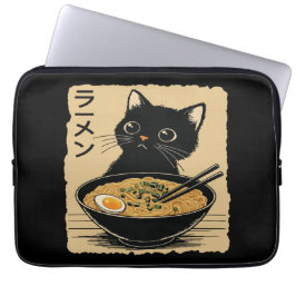 Cat eating ramen laptop sleeve