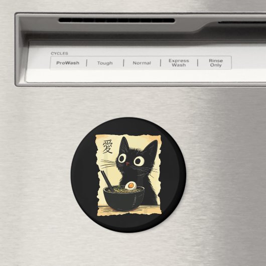 Cat eating ramen  magneet (Insitu (Vaatwasser))