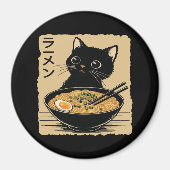 Cat eating ramen  magneet (Voorkant)