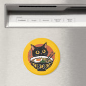 Cat eating ramen  magneet (Insitu (Vaatwasser))