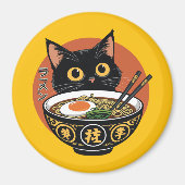 Cat eating ramen  magneet (Voorkant)
