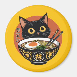 Cat eating ramen  magneet