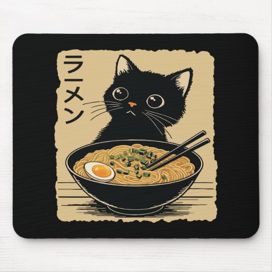 Cat eating ramen  muismat (Voorkant)