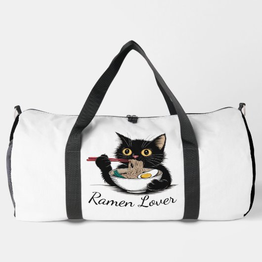 Cat Eating Ramen Noodles Funny Plunjezak (Achterkant)