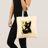 Cat eating ramen tote bag (Voorkant (product))