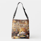Cat Eating Ramen v1 Crossbody Tas (Achterkant)
