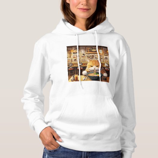 Cat Eating Ramen v1 Hoodie (Voorkant)