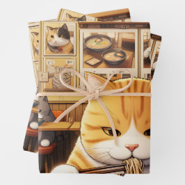 Cat Eating Ramen v1 Inpakpapier Vel