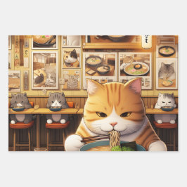 Cat Eating Ramen v1 Inpakpapier Vel