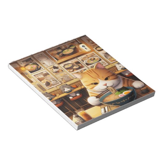 Cat Eating Ramen v1 Notitieblok (Schuin)