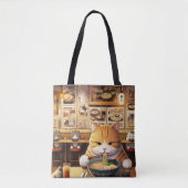 Cat Eating Ramen v1 Tote Bag (Voorkant)