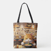 Cat Eating Ramen v1 Tote Bag (Achterkant)