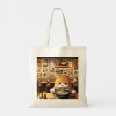 Cat Eating Ramen v1 Tote Bag (Achterkant)